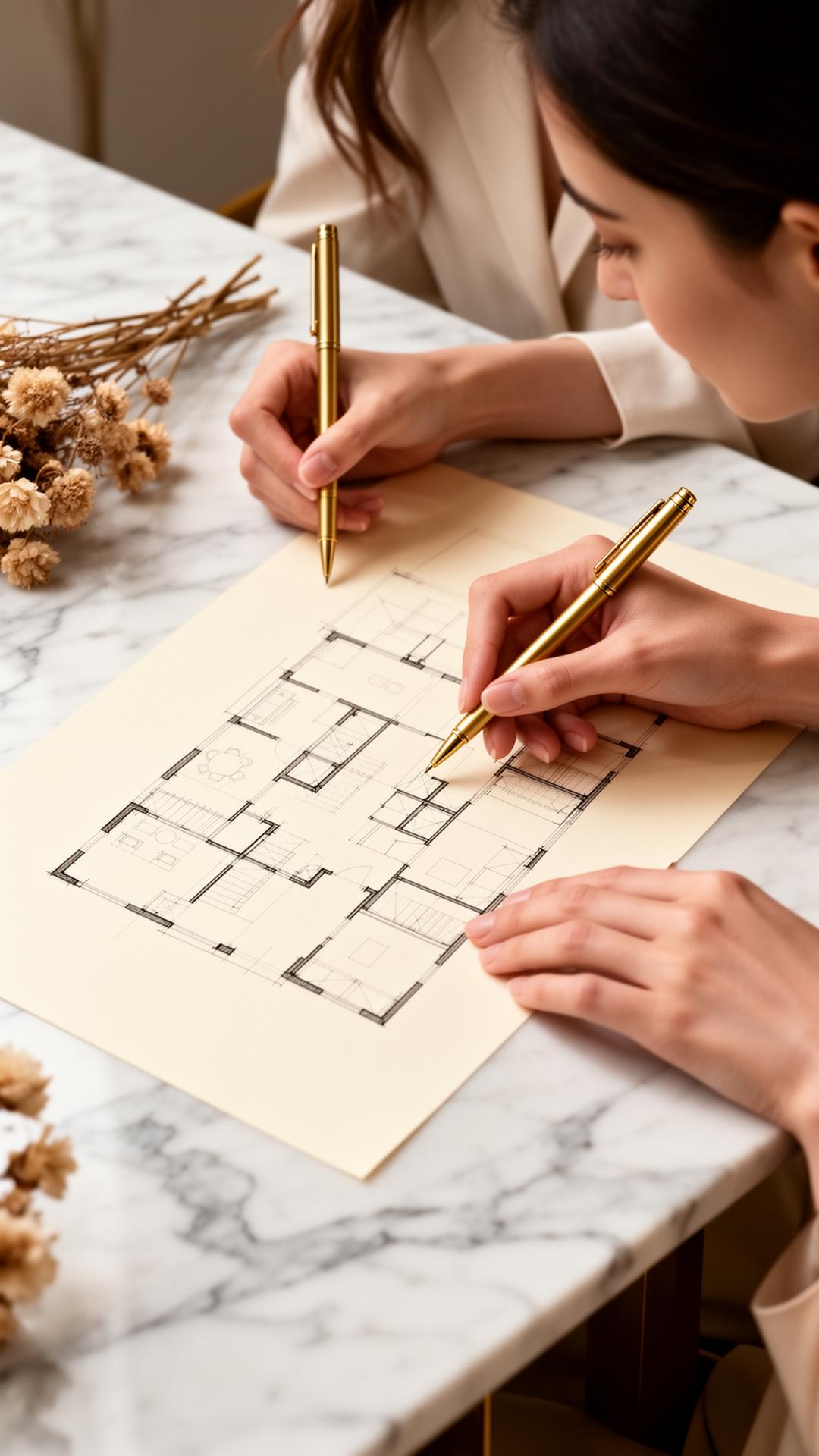 Two architects designing